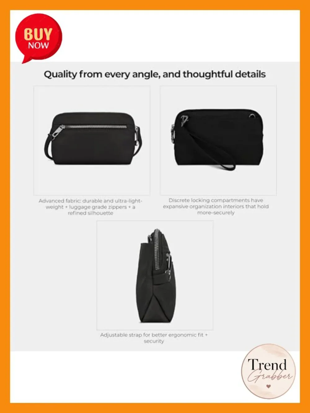 Anti-theft Convertible Crossbody Clutch 4 Ways Nylon